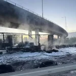 Kamión v plameňoch pri Lafranconi zablokoval D2 do Česka
